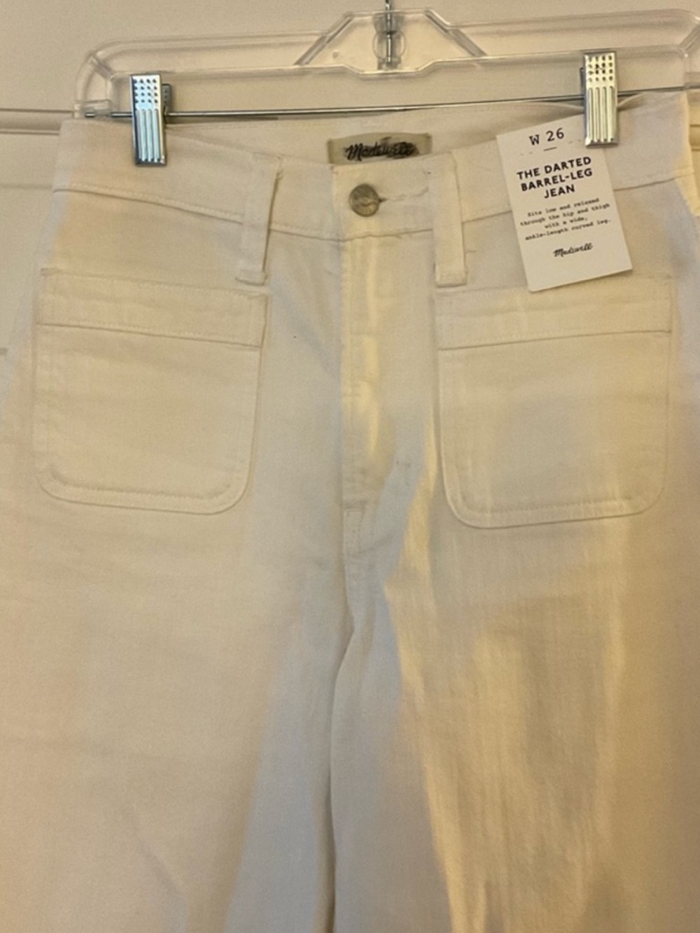 Madewell The Darted Barrel-Leg Jean Vintage Canvas Ecru Rigid Denim Size 26 NWT - Picture 2 of 5